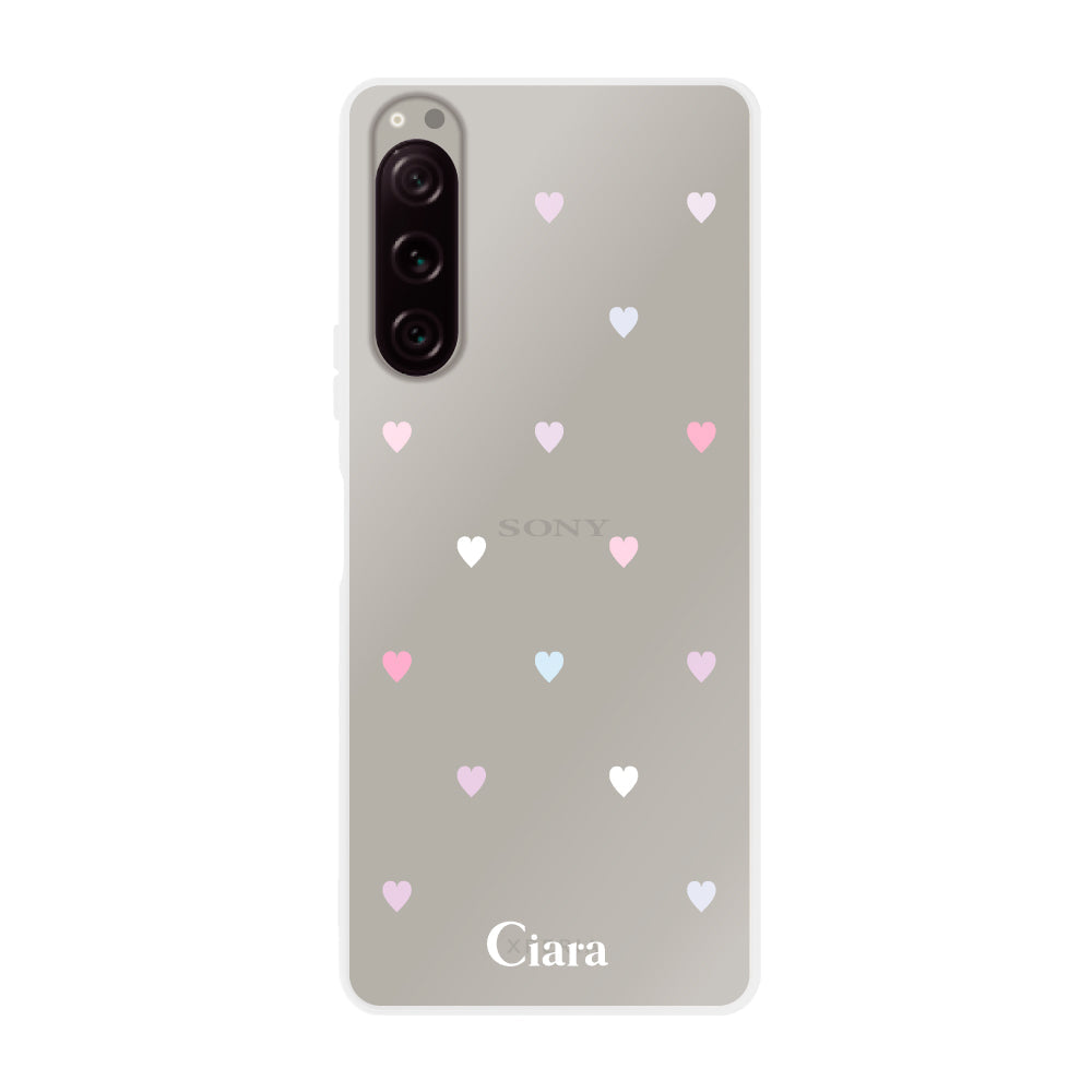 Xperia5Ⅲ クリアケース パステルハート パステル