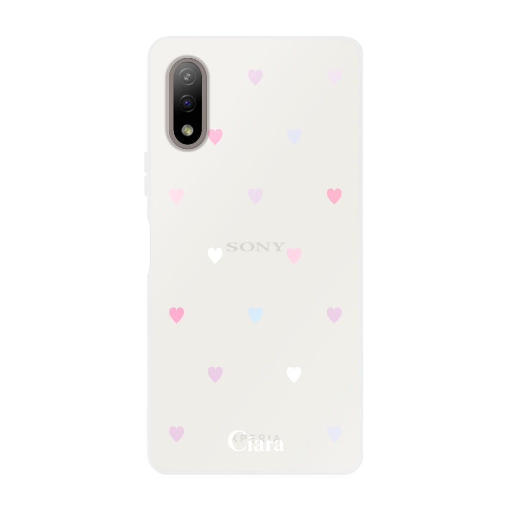 XperiaACEⅡ クリアケース パステルハート パステル