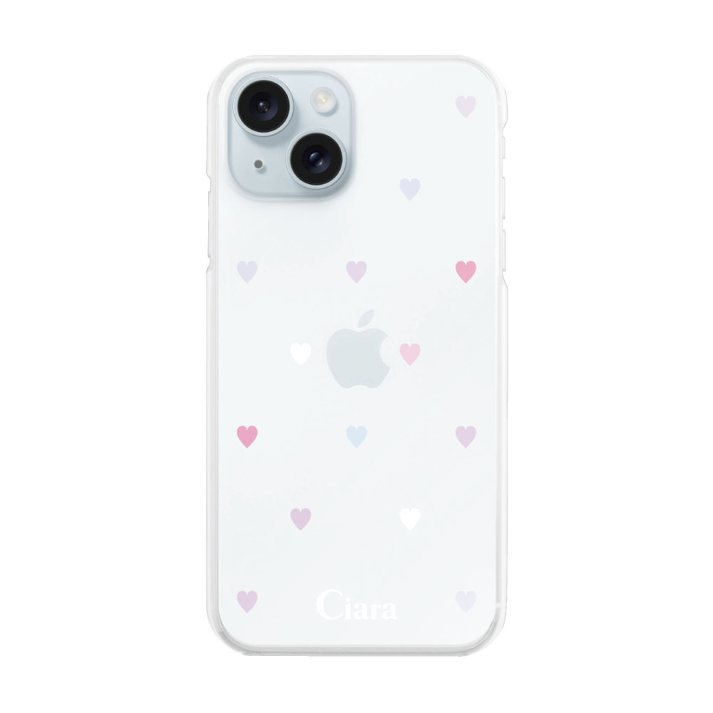 iPhone15Plus ハイブリッド クリアケース パステルハート パステル