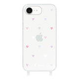 iPhone16e ストラップクリアケース パステルハート パステル