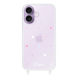 iPhoneケース  ストラップクリアケース パステルハート