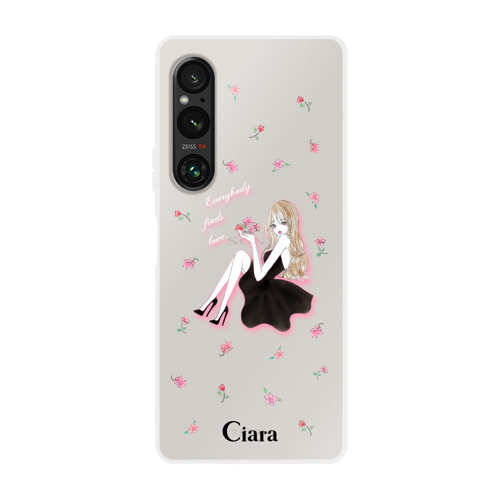 Xperia10Ⅴ クリアケース ラベンダーブラックガール クリア