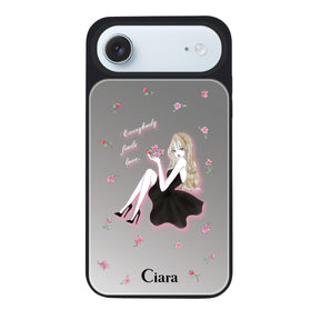 iPhoneAir ミラーバンパー ミラー付きケース ラベンダーブラックガール シルバー