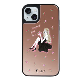 iPhoneケース ミラーバンパー ミラー付きケース ラベンダーブラックガール