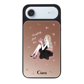 iPhoneAir ミラーバンパー ミラー付きケース ラベンダーブラックガール ピンクゴールド