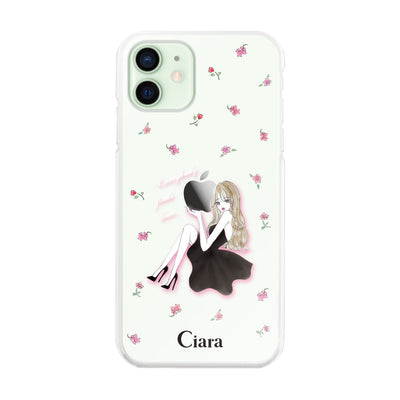 iPhoneケース ハイブリッド クリアケース ラベンダーブラックガール