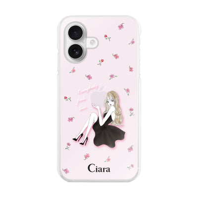 iPhoneケース ハイブリッド クリアケース ラベンダーブラックガール