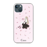 iPhone13mini ガラス 強化ガラスケース ラベンダーブラックガール ピンク