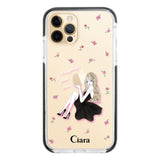 iPhone11ProMax クッションバンパー 耐衝撃クリアケース ラベンダーブラックガール クリア