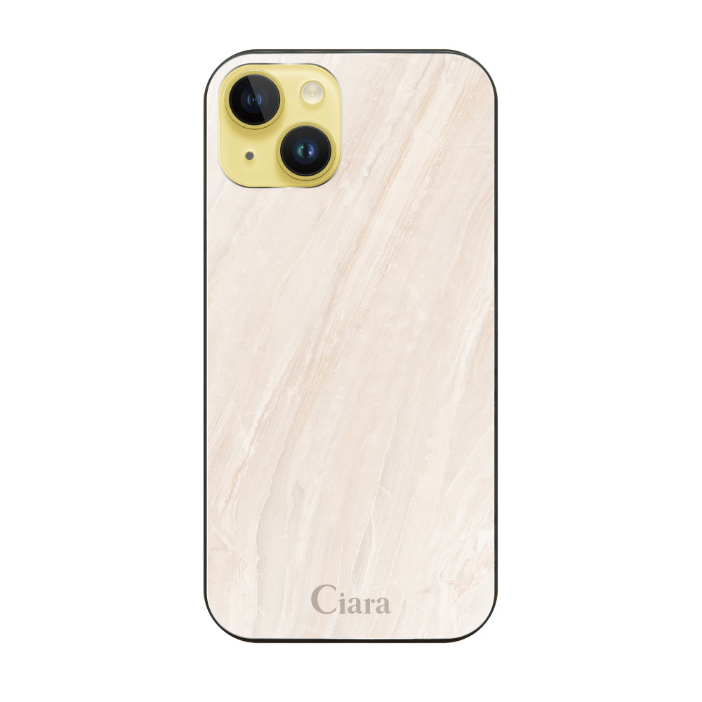 iPhone14Plus ガラス 強化ガラスケース マーブル ベージュ