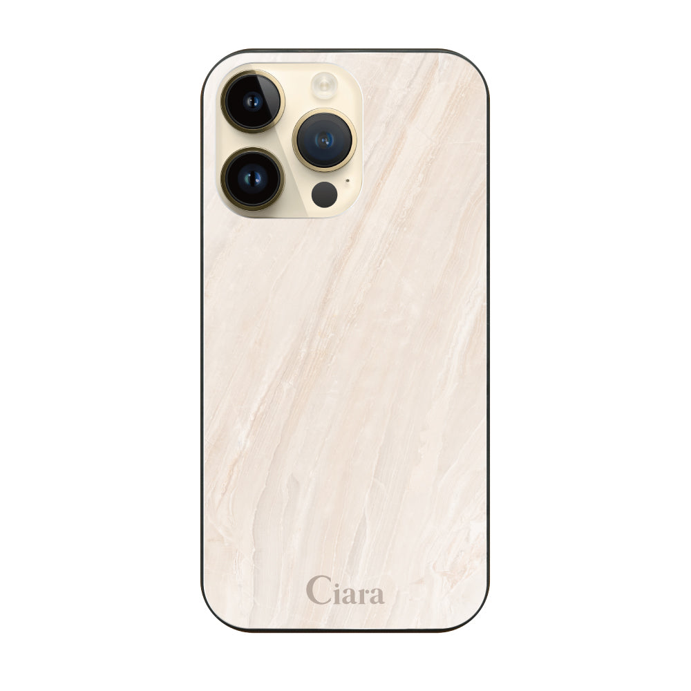 iPhone14Pro ガラス 強化ガラスケース マーブル ベージュ