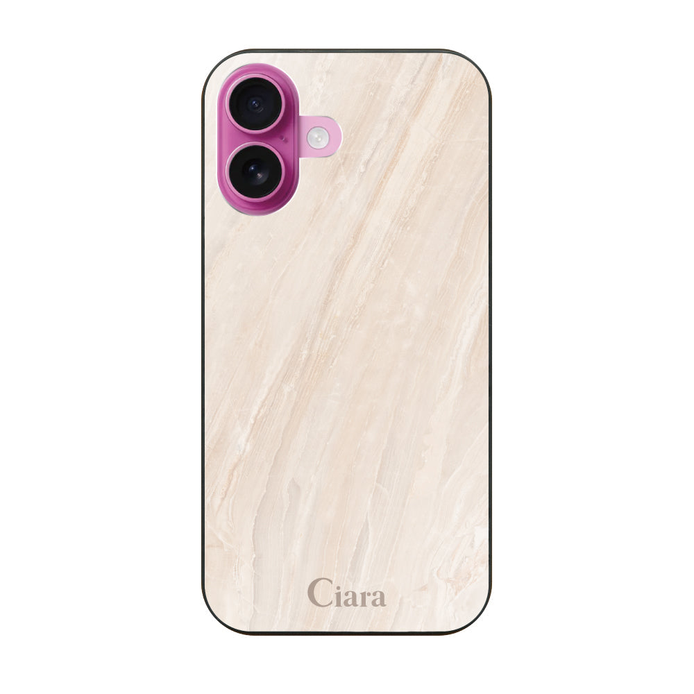 iPhone16 ガラス 強化ガラスケース マーブル ベージュ