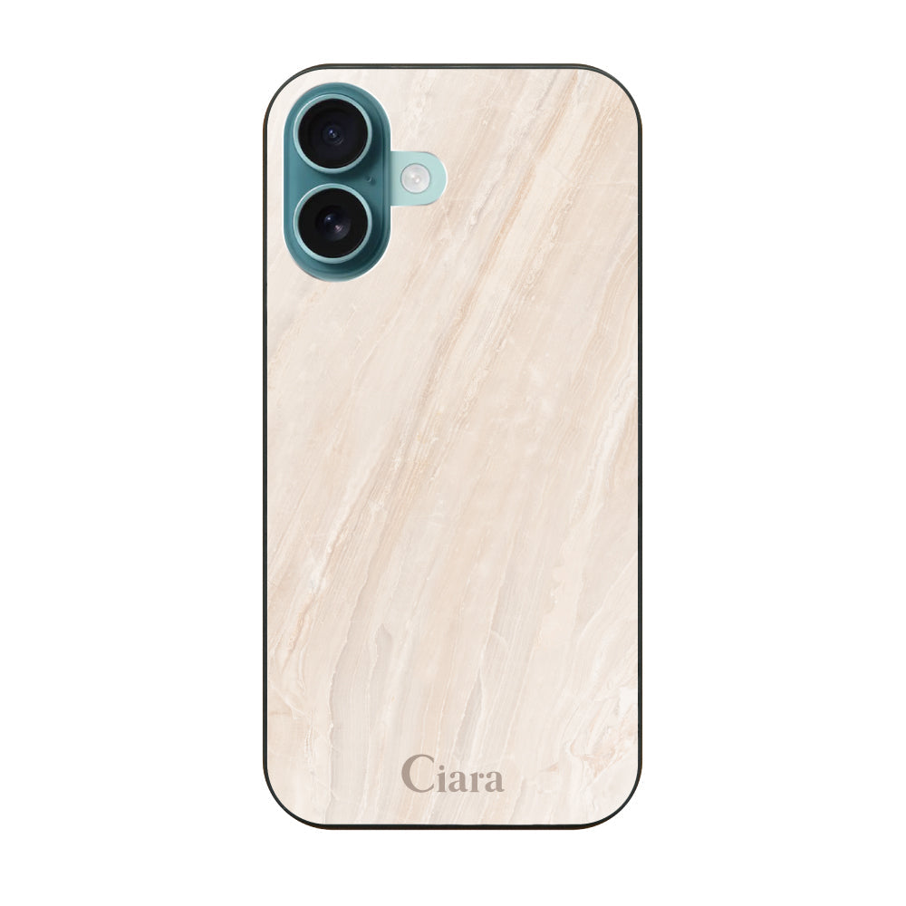 iPhone16Plus ガラス 強化ガラスケース マーブル ベージュ