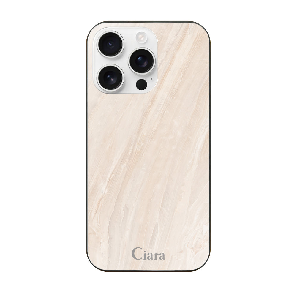 iPhone16ProMax ガラス 強化ガラスケース マーブル ベージュ