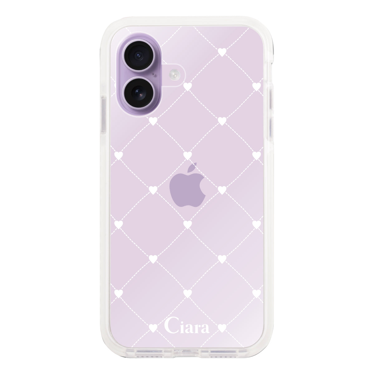 iPhone17 クッションバンパー 耐衝撃クリアケース ハートキルティング ホワイト