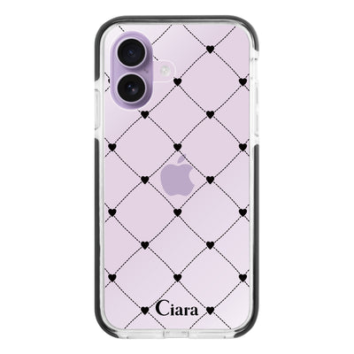 iPhoneケース クッションバンパー 耐衝撃クリアケース ハートキルティング
