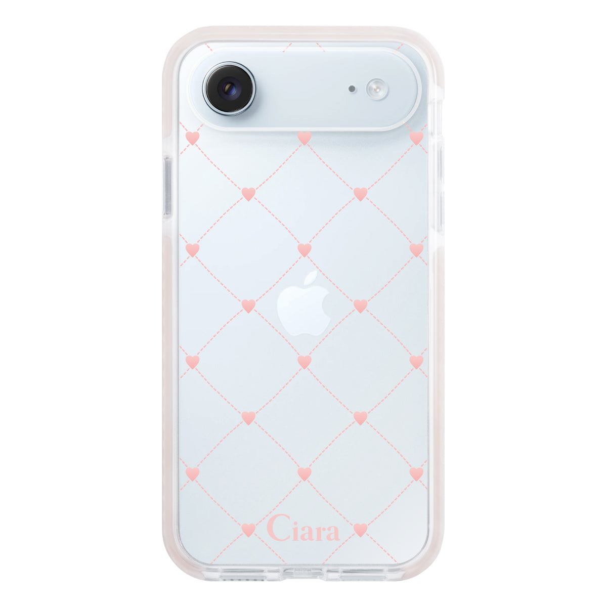 iPhoneAir クッションバンパー 耐衝撃クリアケース ハートキルティング ピンク