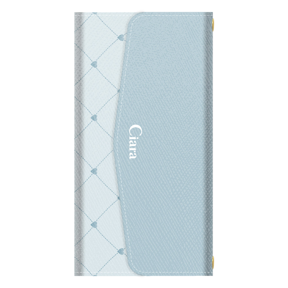 XperiaXPerformance 手帳型カード収納レザーケース ハートキルティング ブルー