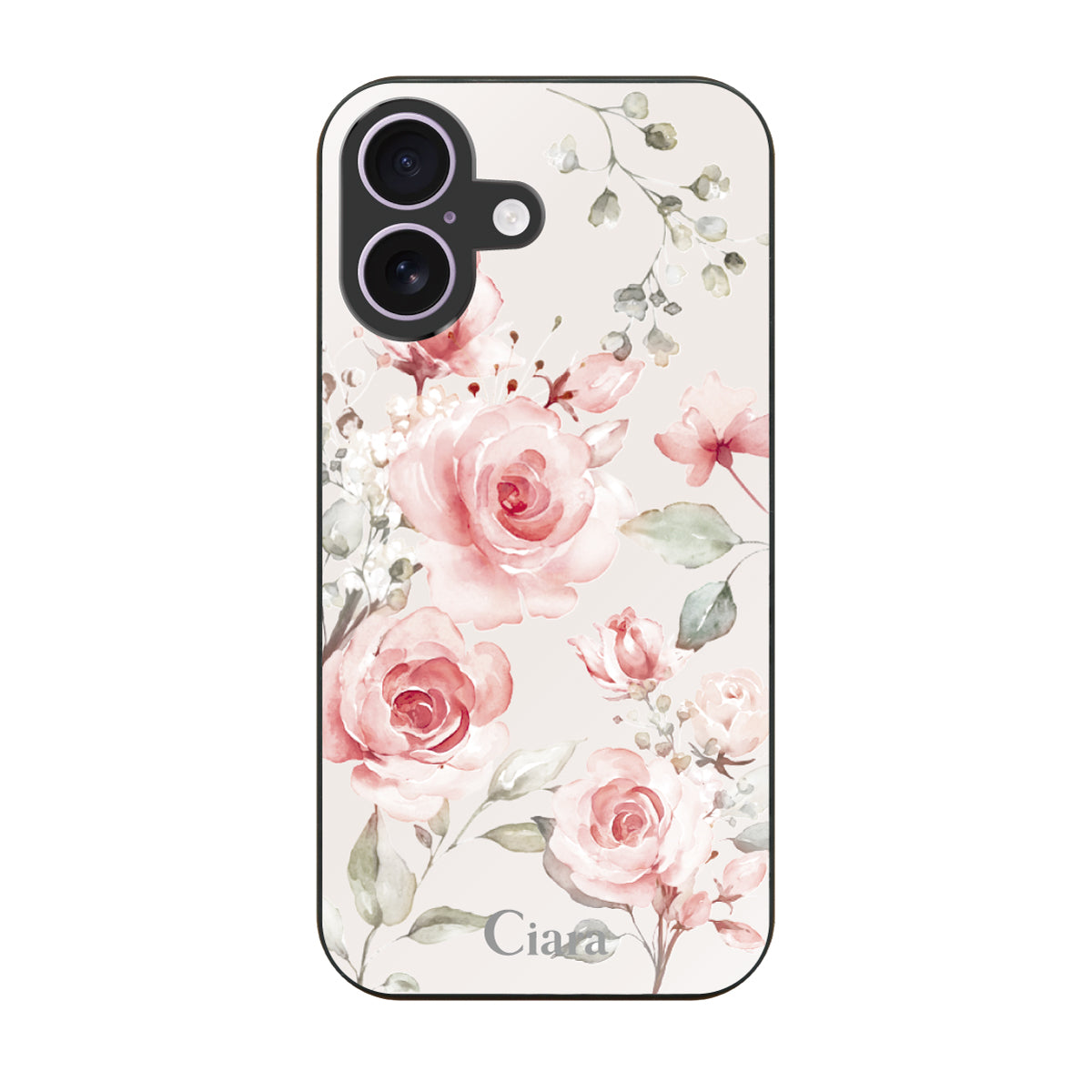 iPhone17 ガラス 強化ガラスケース スプリンクルフラワー ピンク