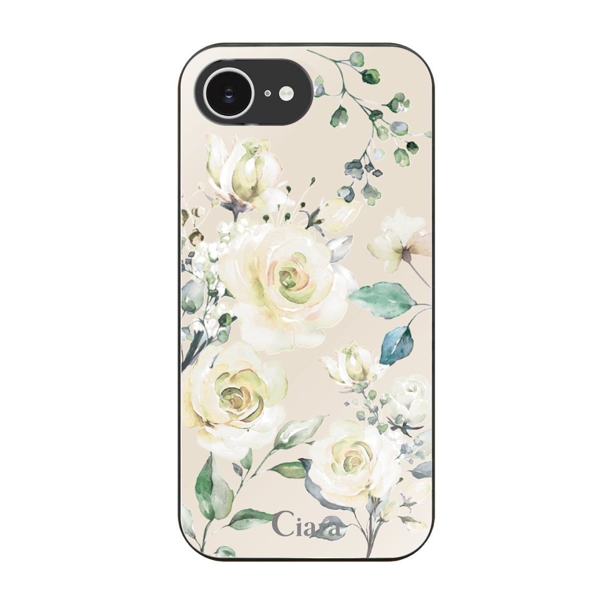 iPhone16e ガラス 強化ガラスケース スプリンクルフラワー イエロー