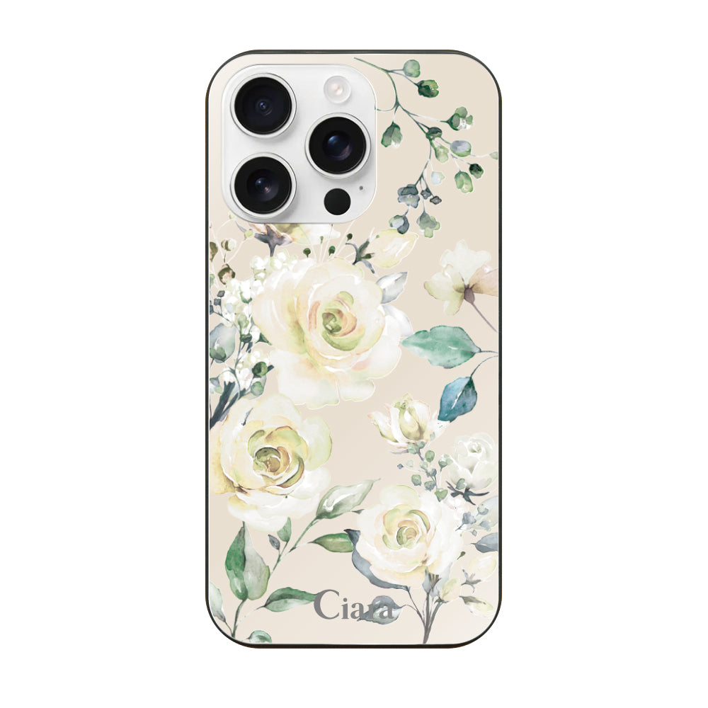 iPhone16ProMax ガラス 強化ガラスケース スプリンクルフラワー イエロー