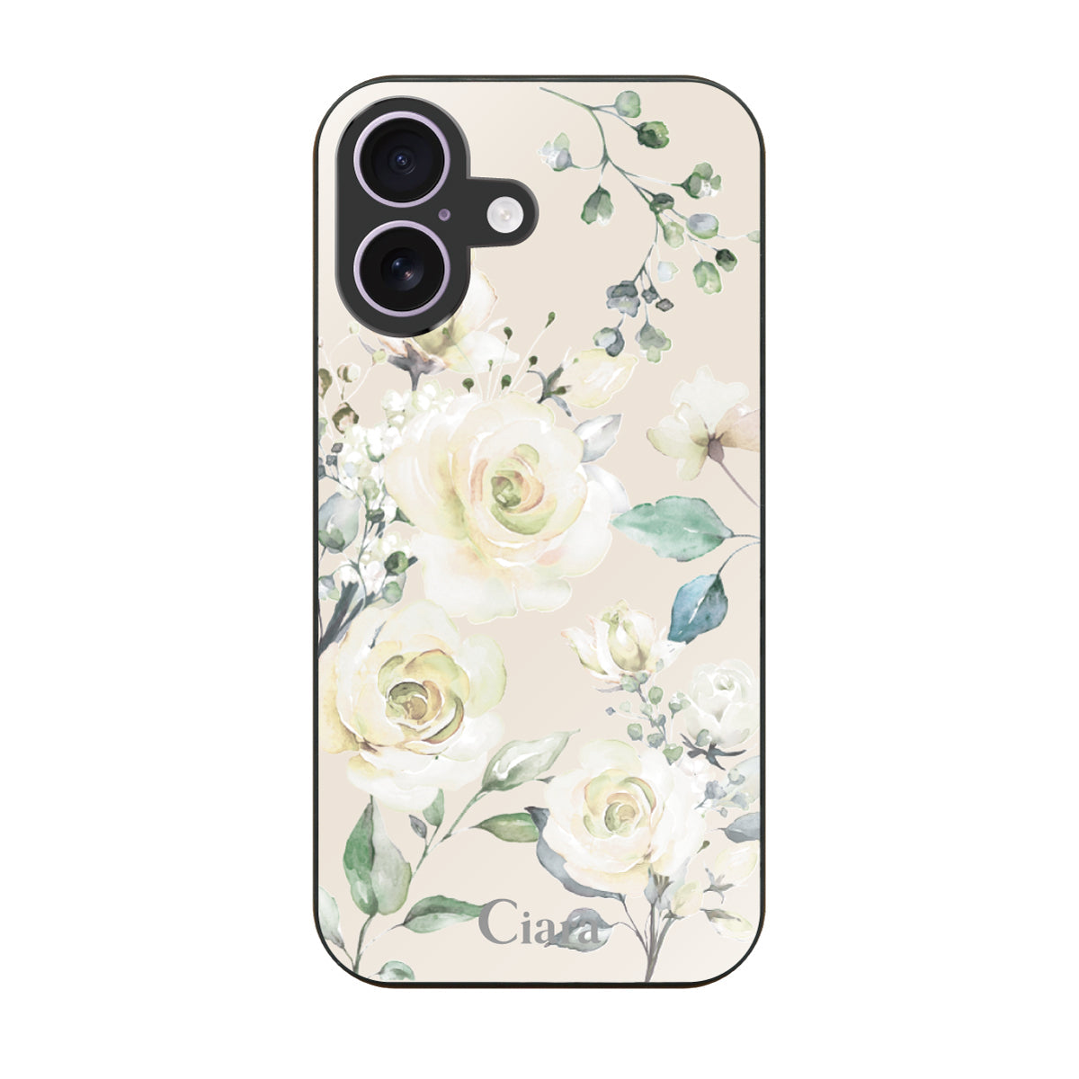 iPhone17 ガラス 強化ガラスケース スプリンクルフラワー イエロー