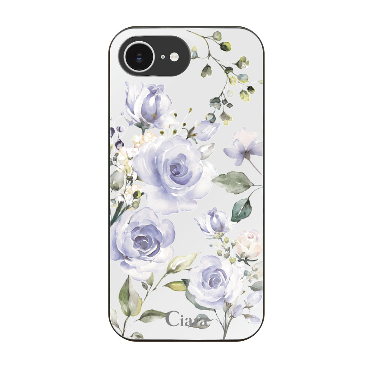 iPhone16e ガラス 強化ガラスケース スプリンクルフラワー パープル