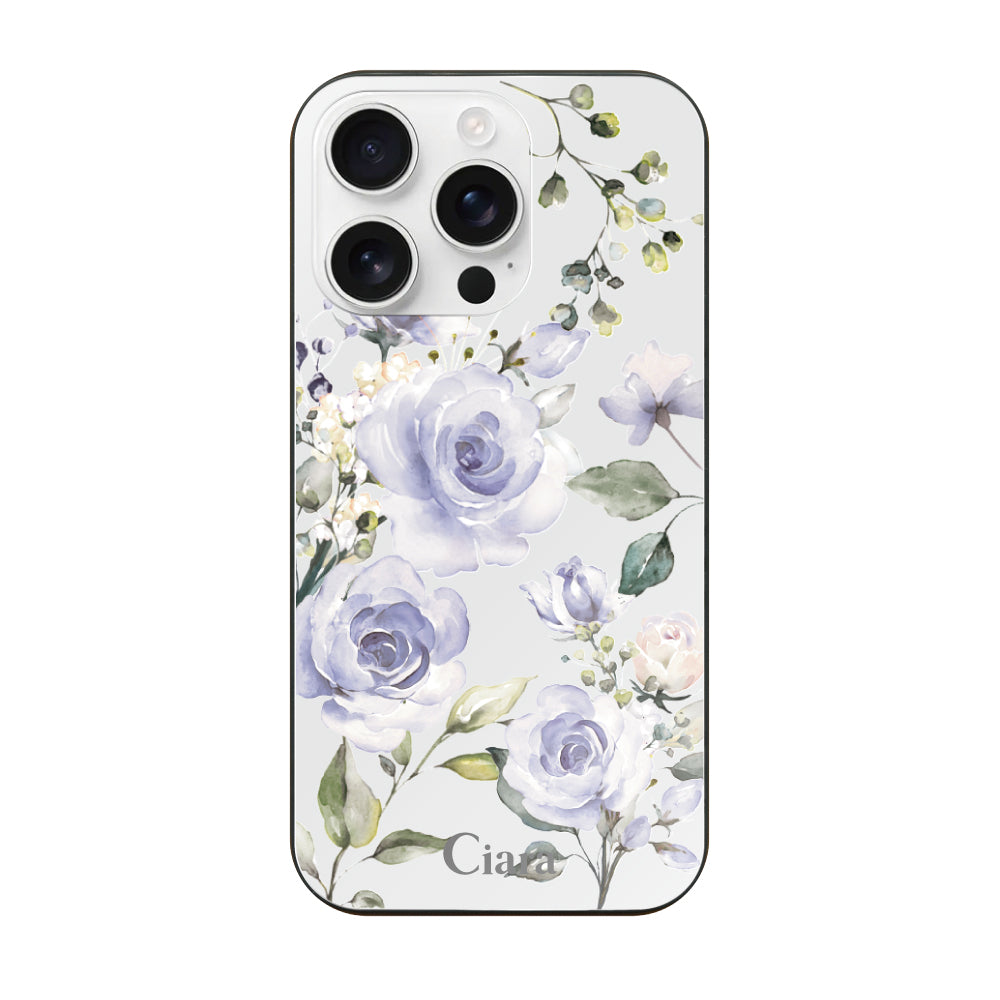 iPhone16ProMax ガラス 強化ガラスケース スプリンクルフラワー パープル