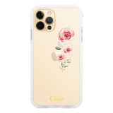 iPhone11Pro クッションバンパー 耐衝撃クリアケース ヴァーティカルフラワー ピンク