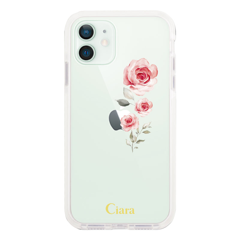 iPhoneケース クッションバンパー 耐衝撃クリアケース ヴァーティカルフラワー