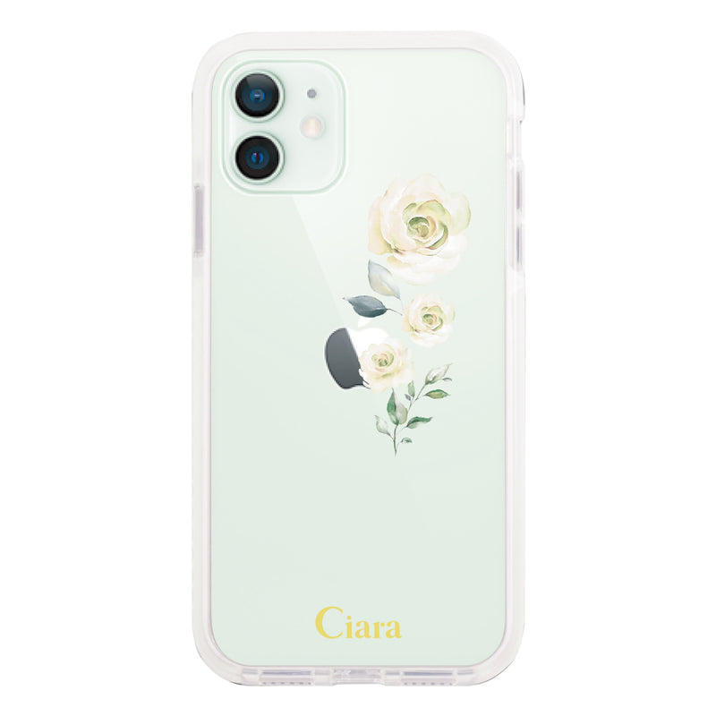 iPhoneケース クッションバンパー 耐衝撃クリアケース ヴァーティカルフラワー