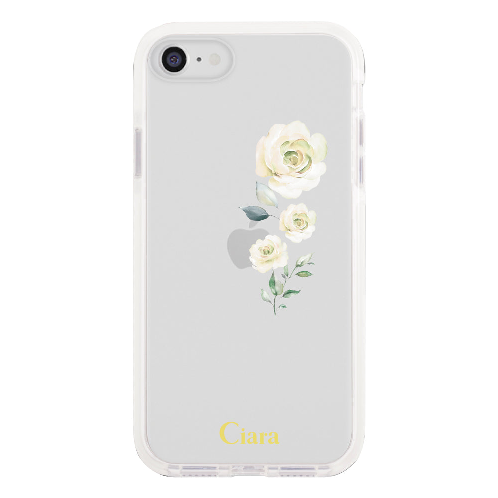iPhone7Plus/8Plus クッションバンパー 耐衝撃クリアケース ヴァーティカルフラワー ブルー