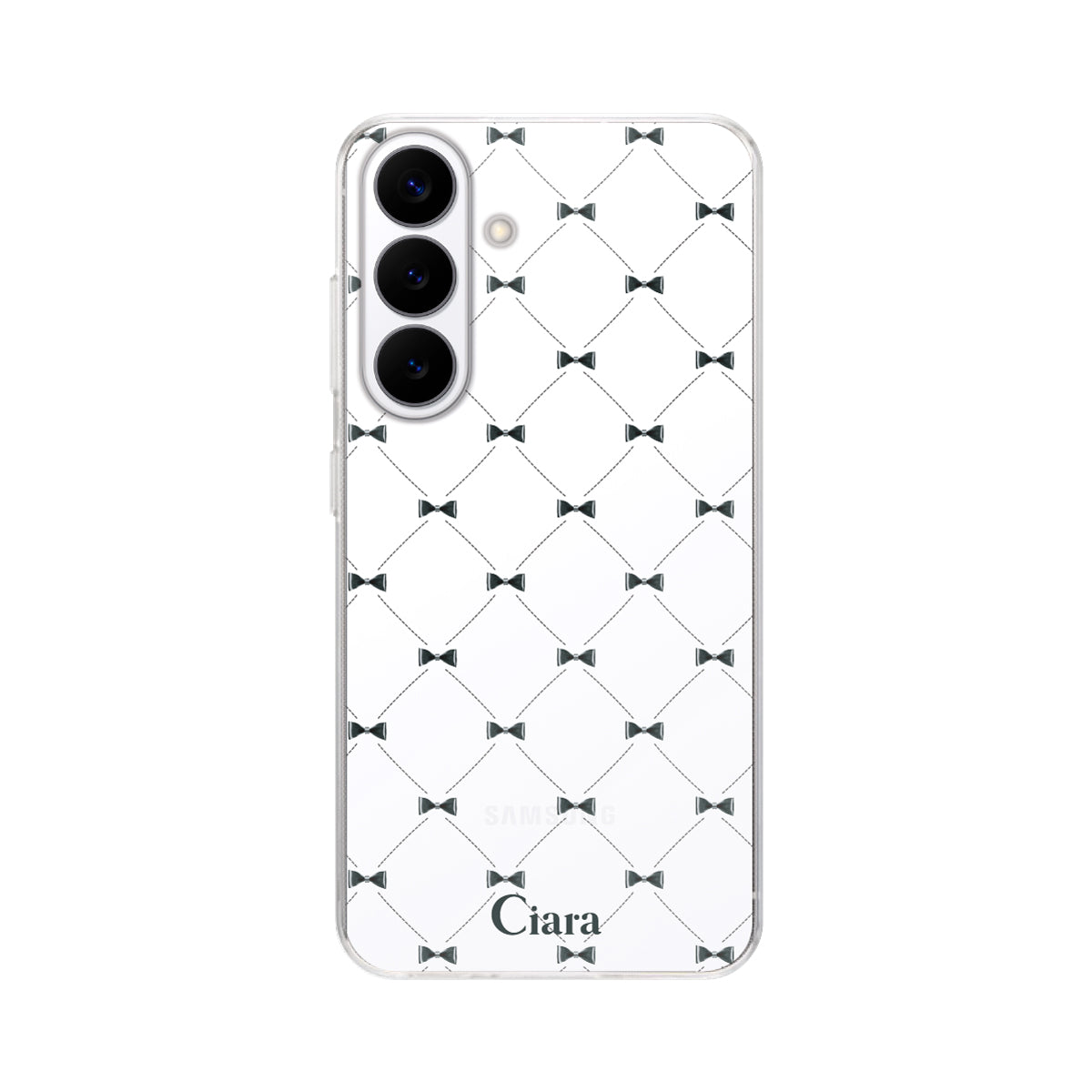 GalaxyS26 クリアケース キルティングリボン ブラック