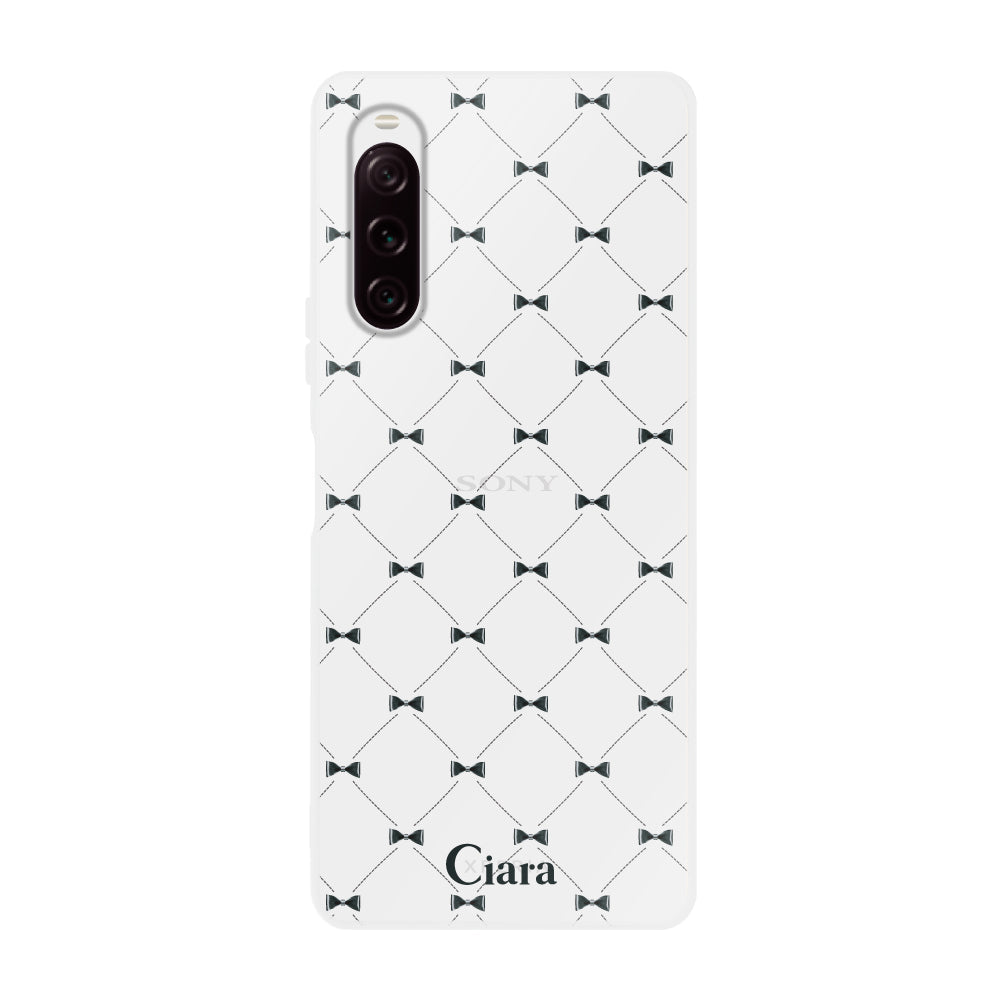 Xperia5Ⅱ クリアケース キルティングリボン ブラック