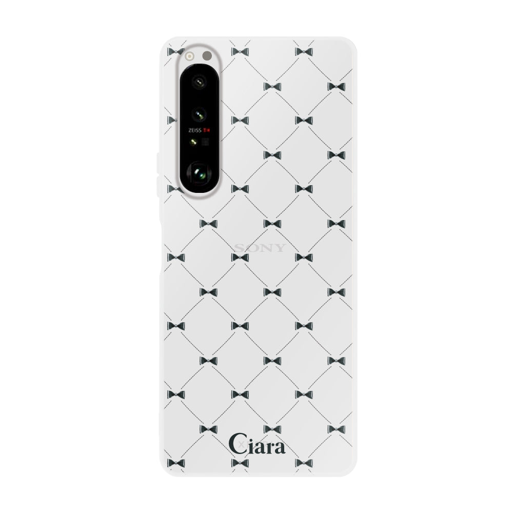 Xperia1Ⅱ クリアケース キルティングリボン ブラック