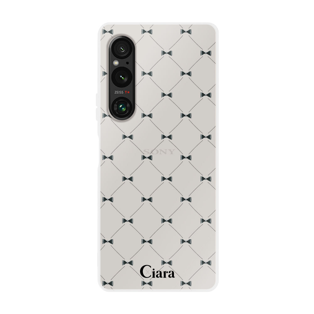 Xperia10Ⅴ クリアケース キルティングリボン ブラック