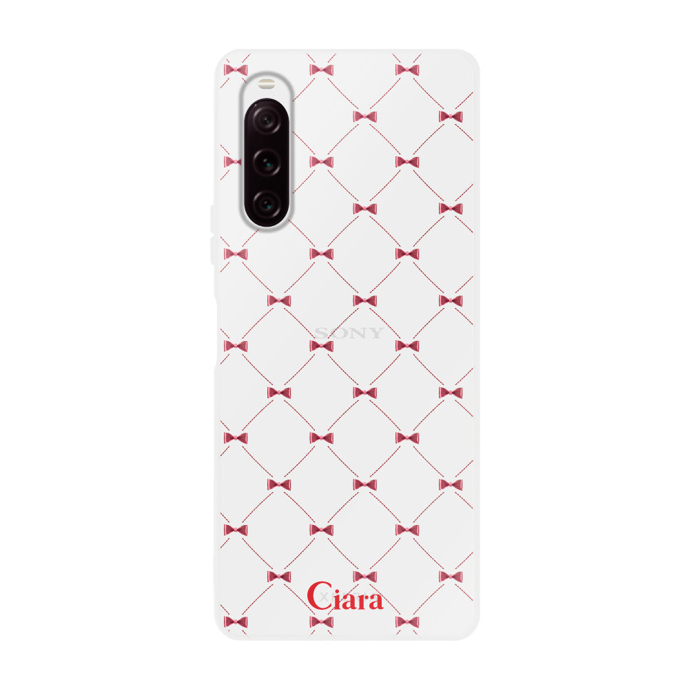 Xperia5Ⅱ クリアケース キルティングリボン レッド