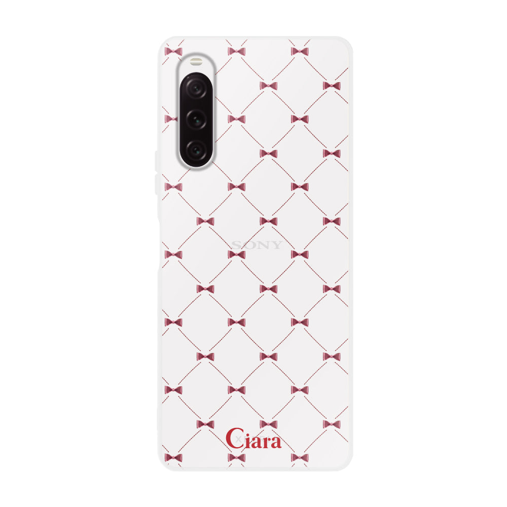 Xperia1Ⅵ クリアケース キルティングリボン レッド