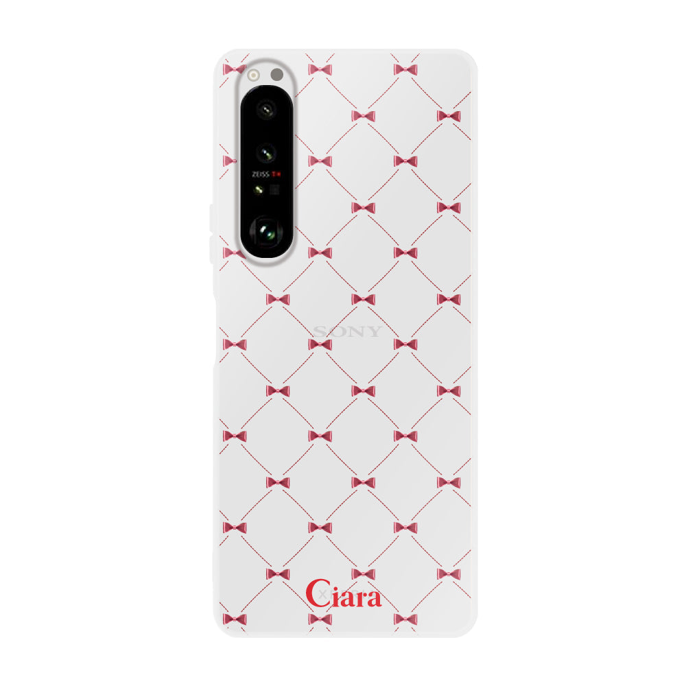Xperia10Ⅱ クリアケース キルティングリボン レッド