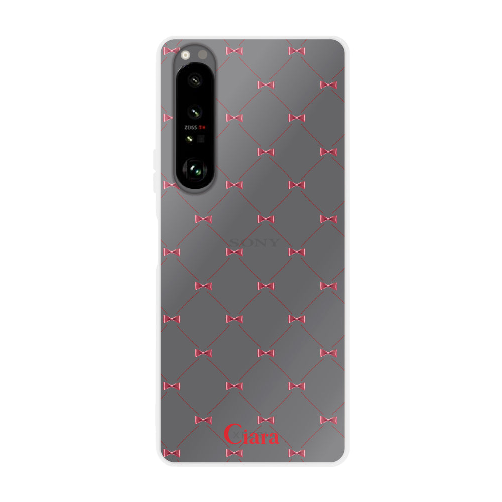 Xperia5Ⅲ クリアケース キルティングリボン レッド