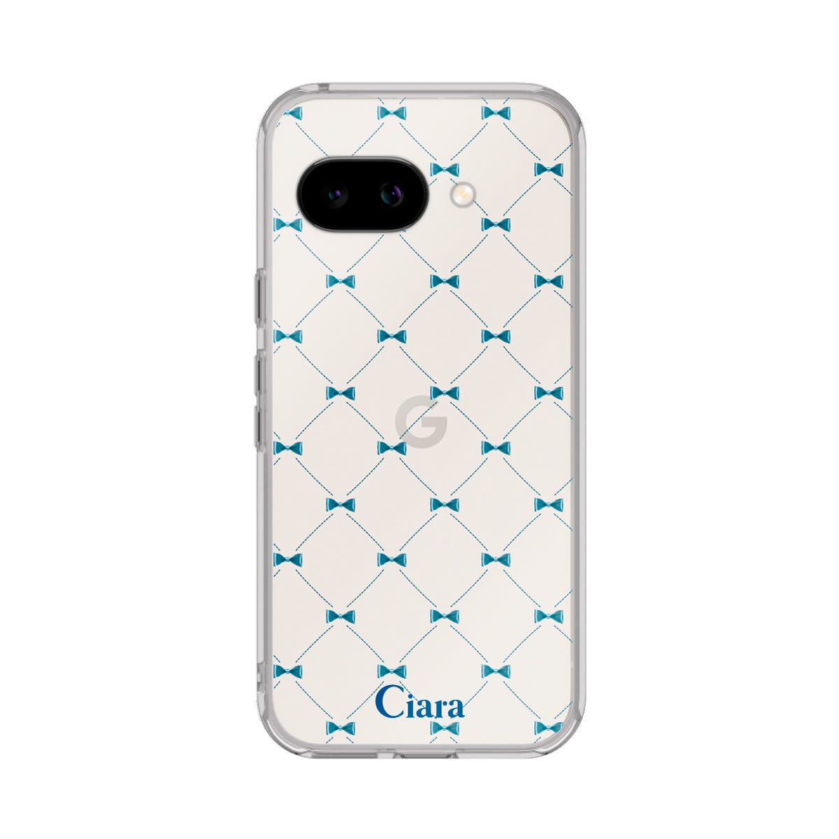GooglePixel9a クリアケース キルティングリボン ブルー