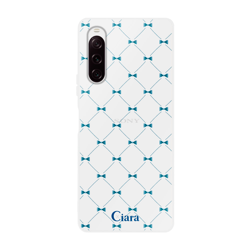 Xperia5Ⅱ クリアケース キルティングリボン ブルー