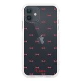 iPhoneXR クッションバンパー 耐衝撃クリアケース キルティングリボン レッド