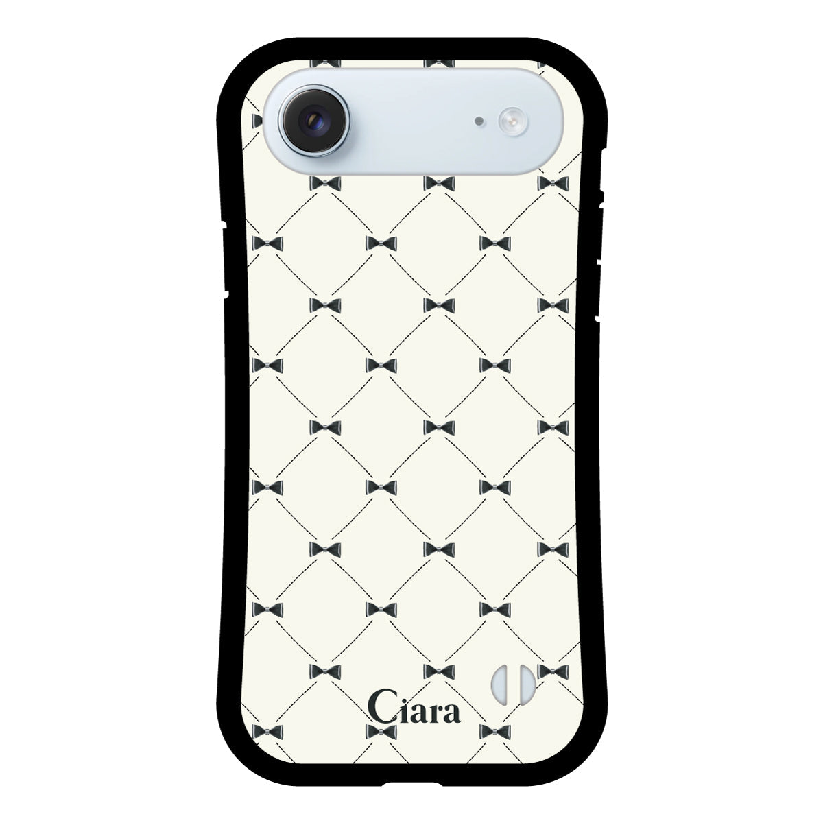 iPhoneAir グリップ 耐衝撃ケース キルティングリボン ブラック