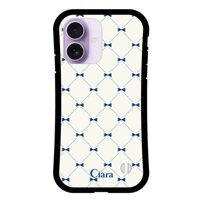 iPhoneケース グリップ 耐衝撃ケース キルティングリボン
