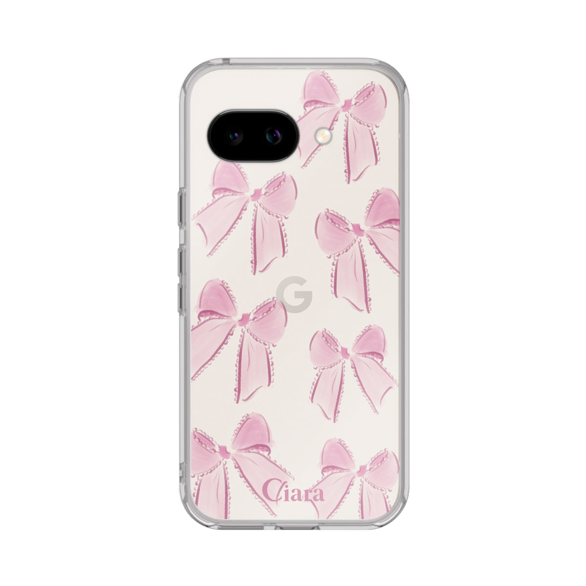 GooglePixel9a クリアケース ウォーターリボン ピンク