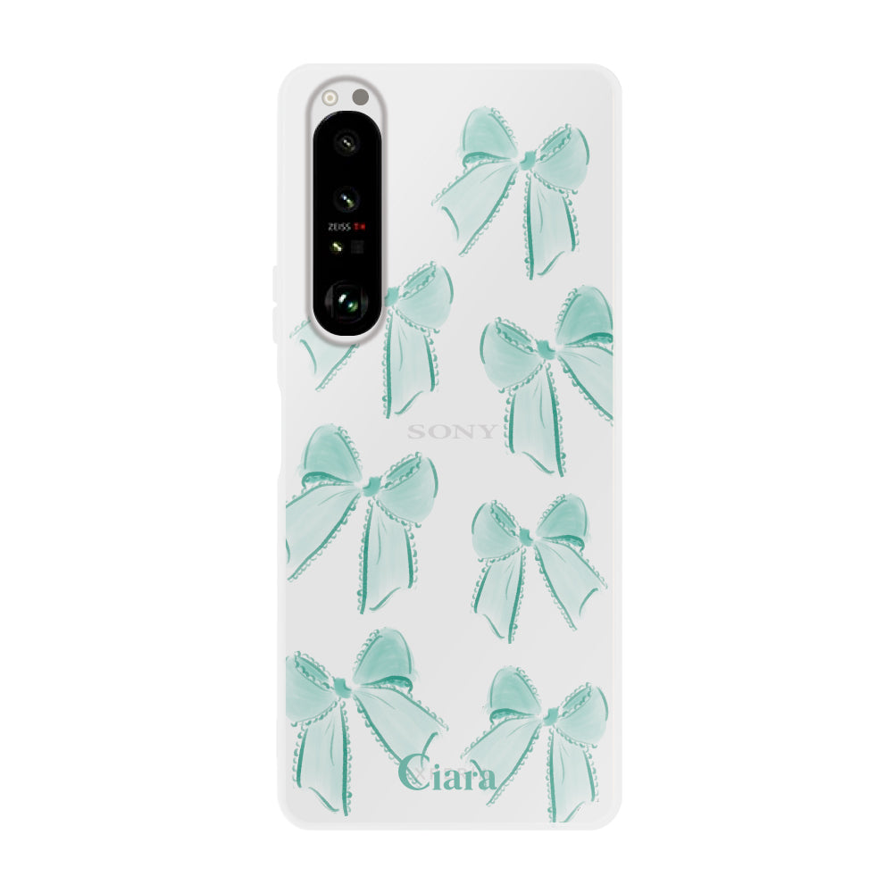 Xperia1Ⅱ クリアケース ウォーターリボン グリーン