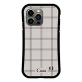 iPhone13Pro グリップ 耐衝撃ケース グラフチェック グレー