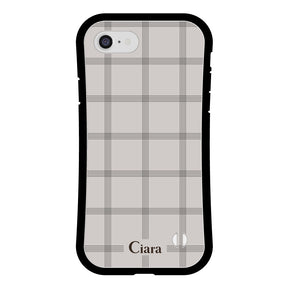 iPhone7Plus/8Plus グリップ 耐衝撃ケース グラフチェック グレー