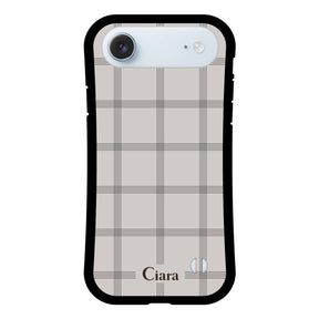 iPhoneAir グリップ 耐衝撃ケース グラフチェック グレー